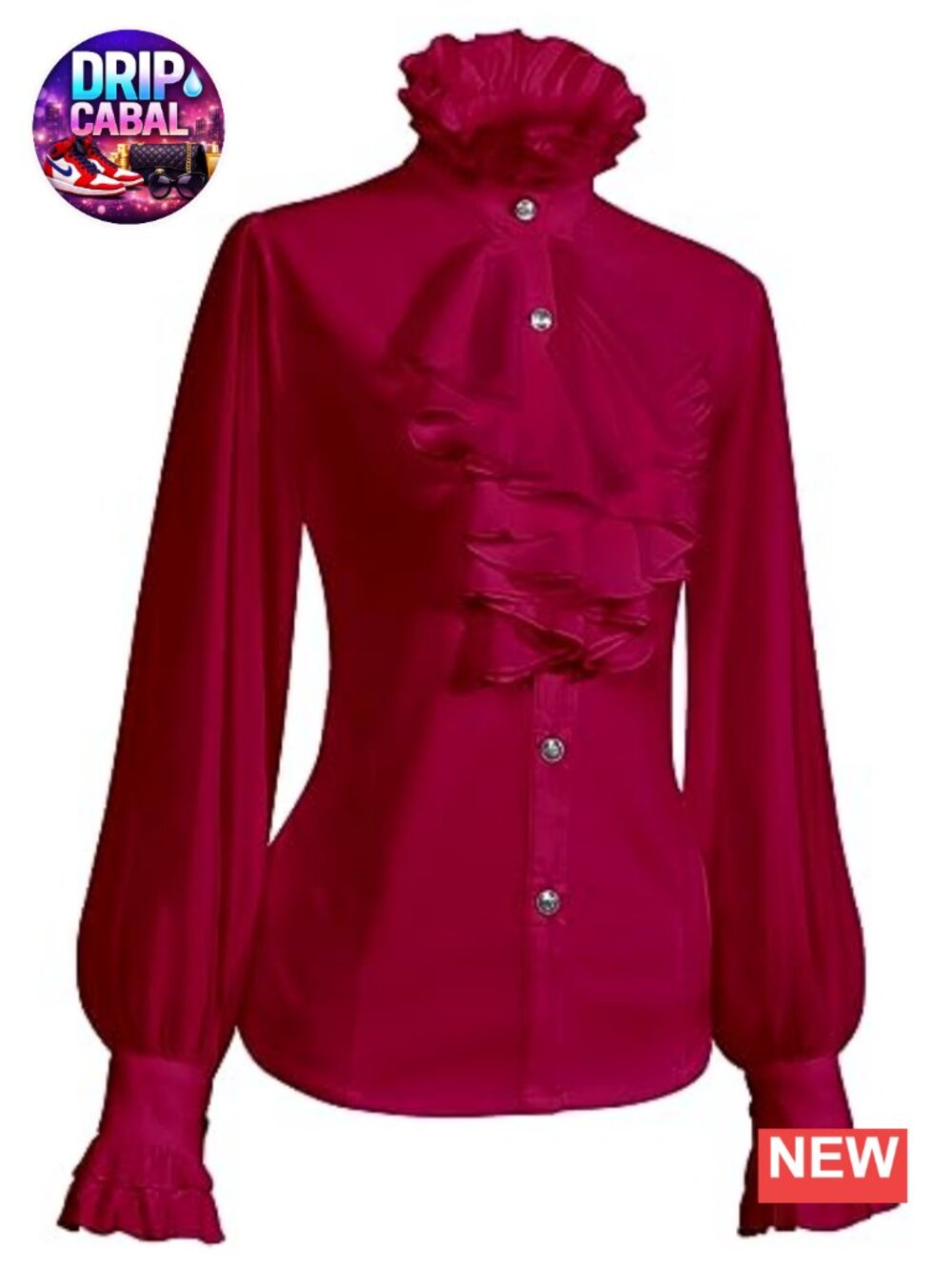 Victorian Vintage Long Sleeve Ruffle Stand Collar Blouse
